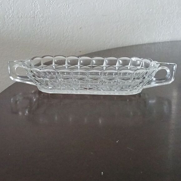 Oval glass dish with handle /jewerly dish /sauce dish - Picture 2 of 7